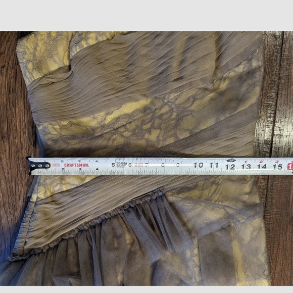 BCBG MaxAzria Runway Sz 2 Tulle Lace Yellow Asymmetric Bodycon Dress Retail $429 - Picture 12 of 16